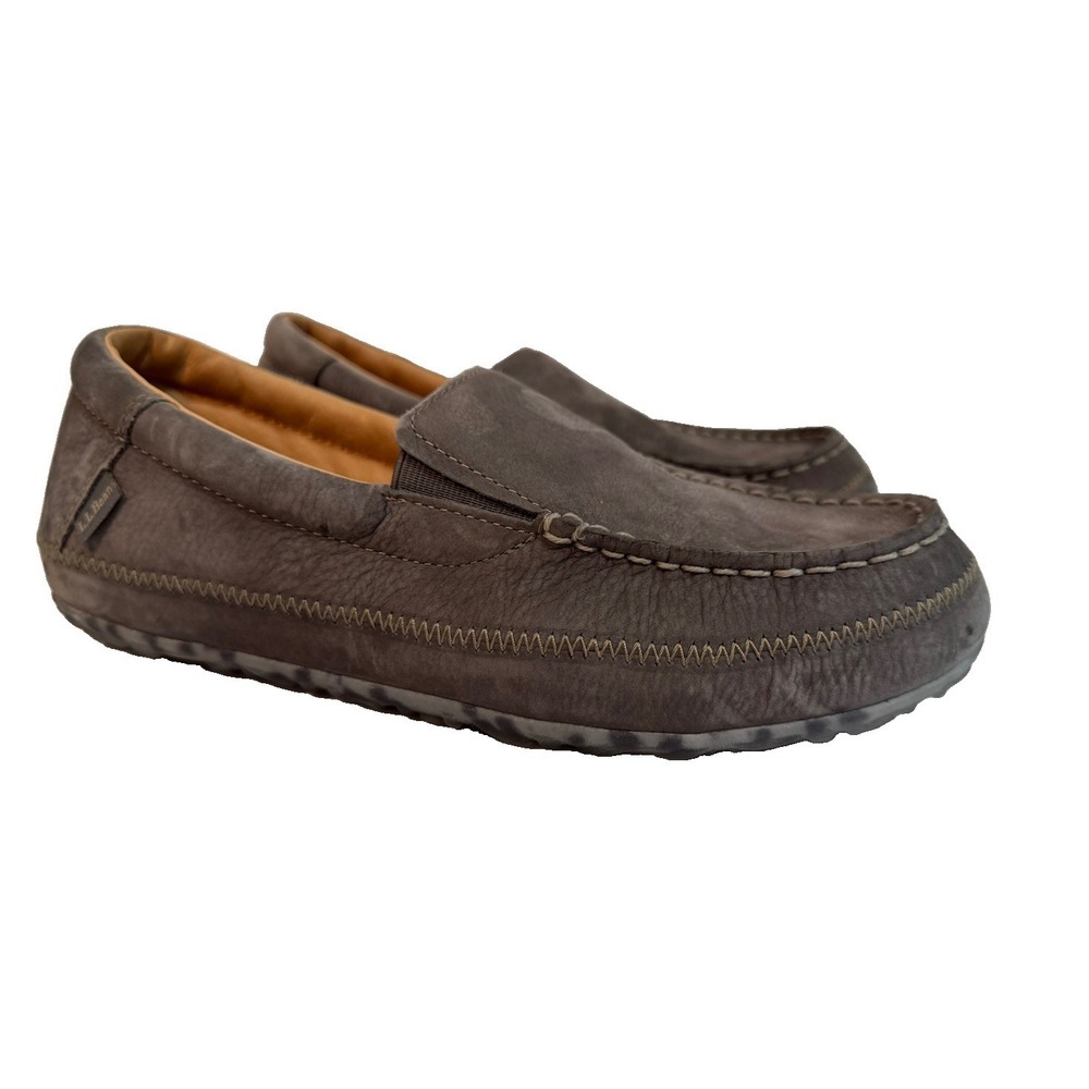 LL Bean Sz 9 Women Grey Tumbled Leather B-Bound Moccasin Loafers 525423